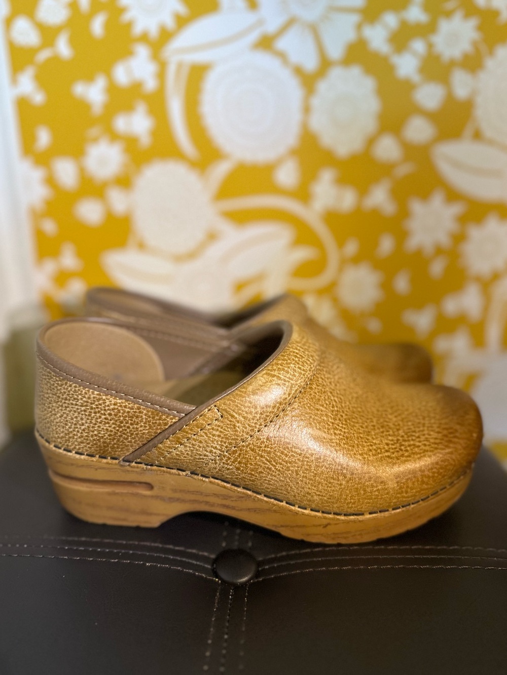 Dansko Honey Distressed Women's Leather Tan Clog Shoes